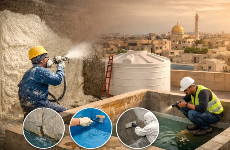 شركة عزل خزانات بالقطيف | أرض المشروع – أفضل حلول العزل المائي والحراري